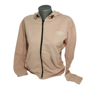 Дамски суичър с цип и качулка – розов