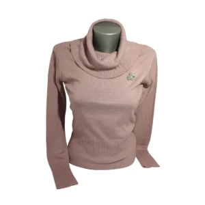 Дамска блуза с поло яка с брошка