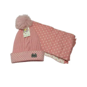 Шапка с шал розов детски
