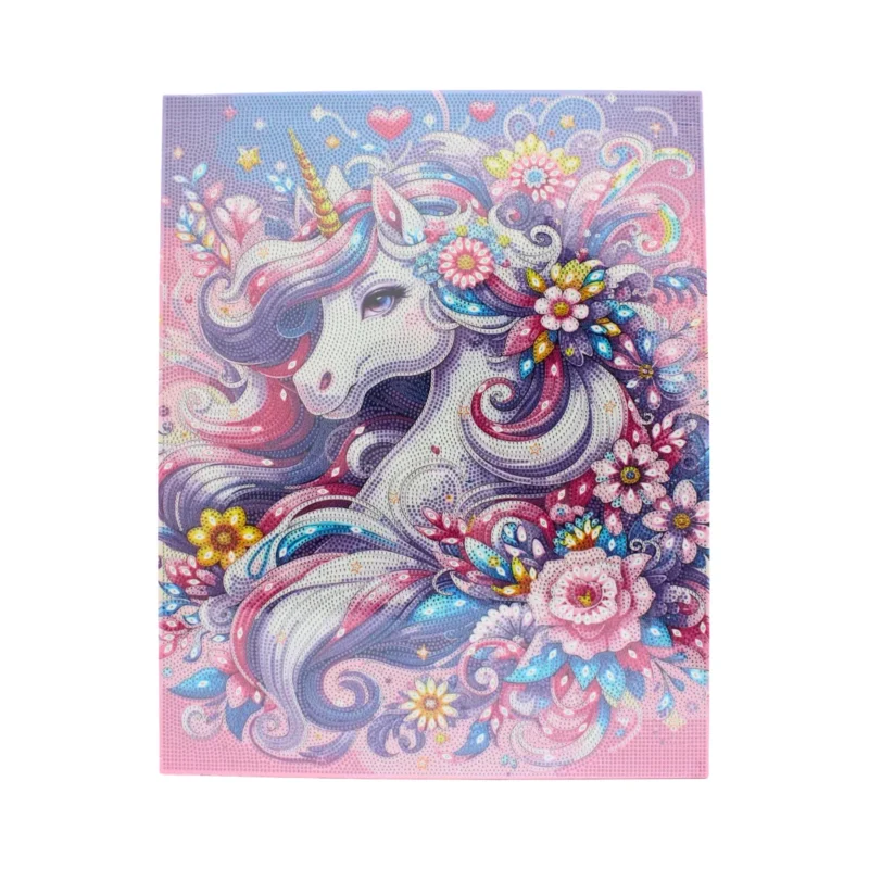 Диамантен гоблен „Вълшебен еднорог“ – мечти, нежност и блясък - 50х40cm