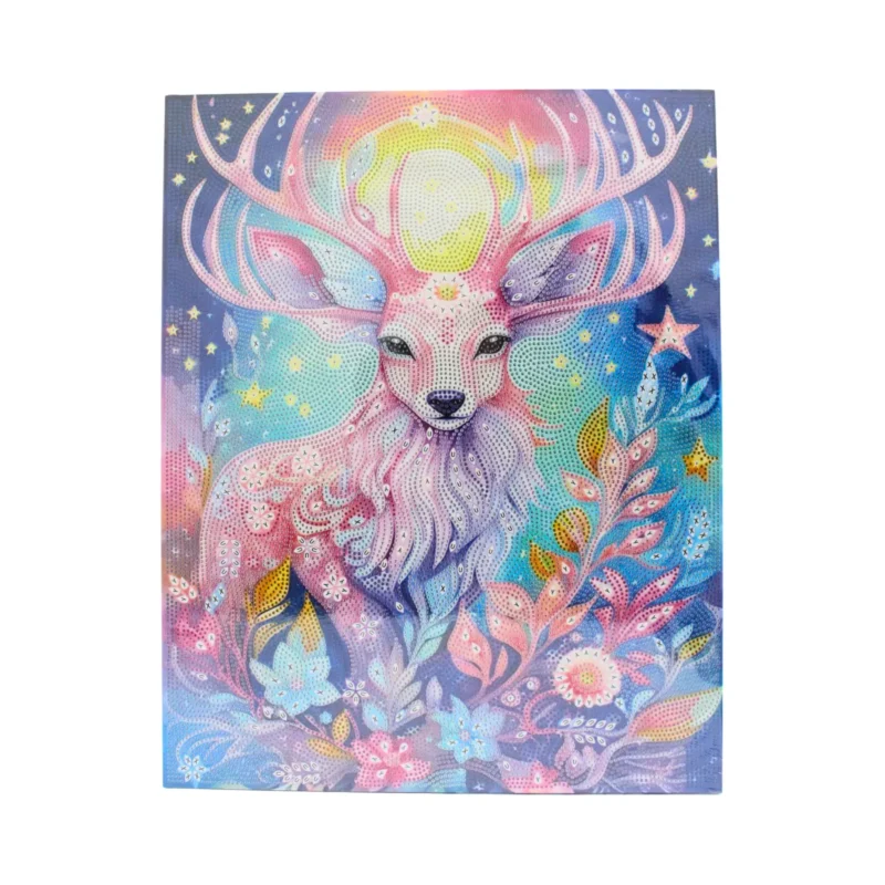 Диамантен гоблен „Мистичен елен“ – светлина, хармония и спокойствие - 50х40cm