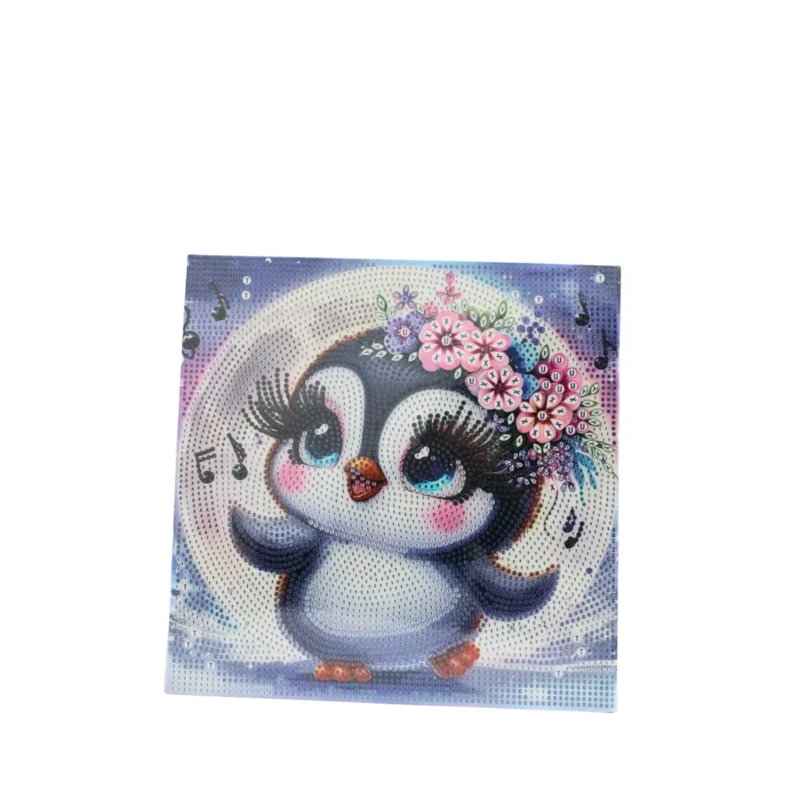 Диамантен гоблен „Сладко пингвинче“ – радост, нежност и усмивки - 25х25cm
