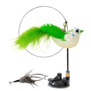 Интерактивна играчка за котка  Птица с пера и звънец